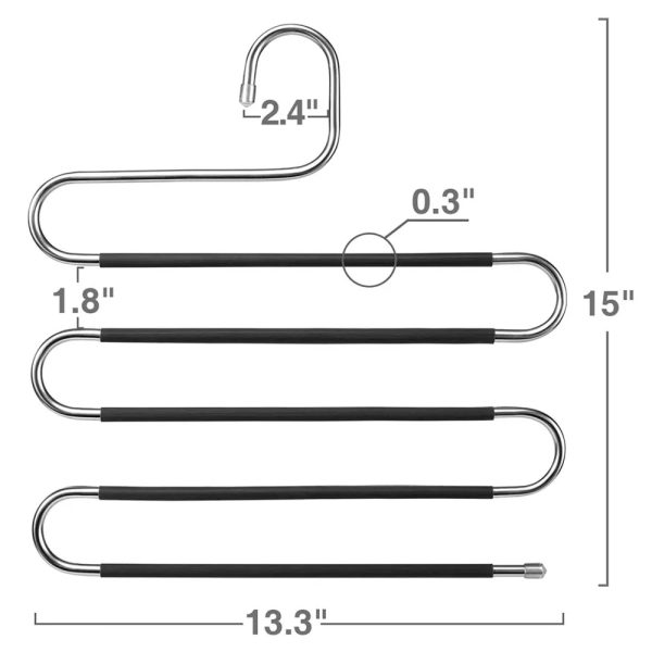 Space Saving Pants Hangers (2 Pack with 10 anti-slip sleeves) - Image 2