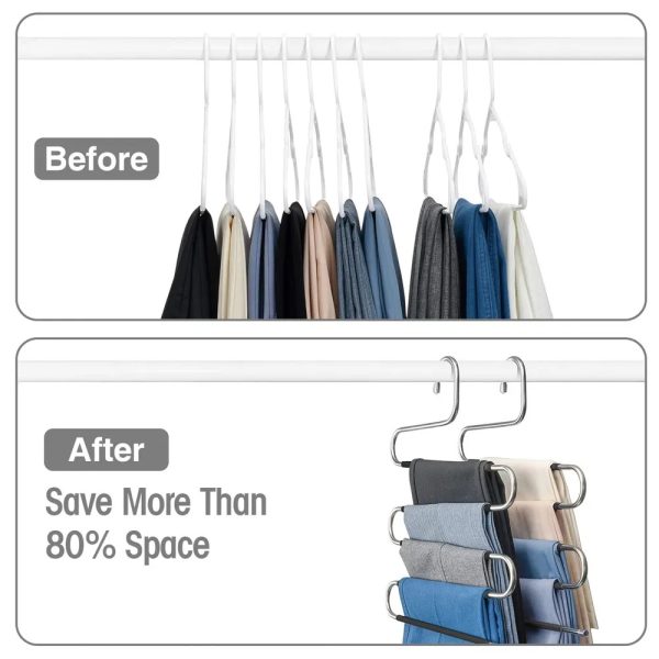 Space Saving Pants Hangers (2 Pack with 10 anti-slip sleeves) - Image 7