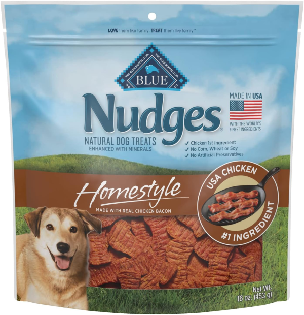 Blue Buffalo Nudges Homestyle Natural Dog Treats Chicken and Bacon Bag - Image 2