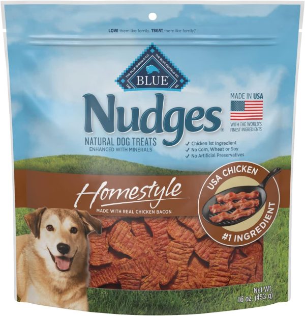 Blue Buffalo Nudges Homestyle Natural Dog Treats Chicken and Bacon Bag