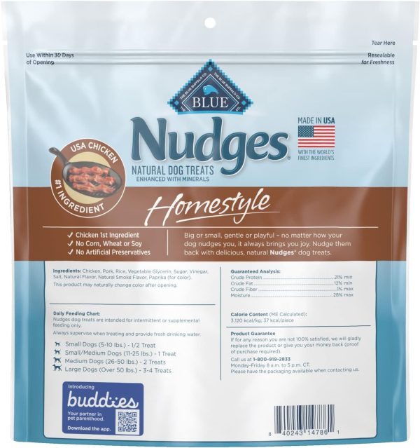 Blue Buffalo Nudges Homestyle Natural Dog Treats Chicken and Bacon Bag - Image 3