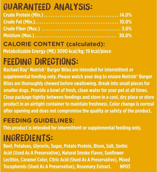 Rachael Ray Nutrish Burger Bites Beef Recipe With Bison Dog Treats, 12 oz. Bag - Image 12