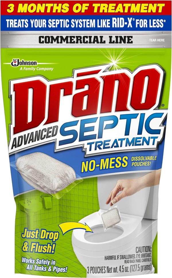 Drano Advanced Septic Tank Treatment, Breaks Down Paper, and Solid Waste, 3 Pack, 4.5 oz - Image 3