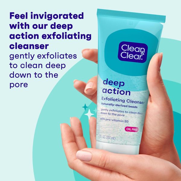 Clean & Clear Oil-Free Deep Action Exfoliating Facial Scrub, Cooling Face Wash for Deep Pore Cleansing, 7 oz - Image 4