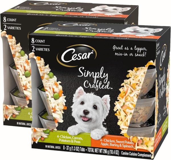 Cesar Simply Crafted Wet Dog Food Variety Pack, 1.3 oz Tubs (8 Pack)