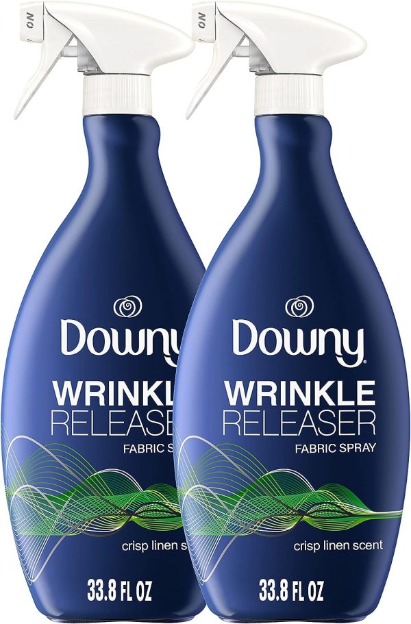 Downy Wrinkle Release Spray, Fabric Refresher and Ironing Aid, Light Fresh Scent, 33.8 Fluid Ounce, 2 Pack