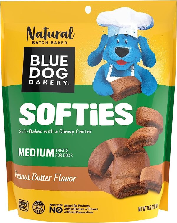 Blue Dog Bakery Softies Peanut Butter Flavor Medium Treats for Dogs, 18 oz Bag