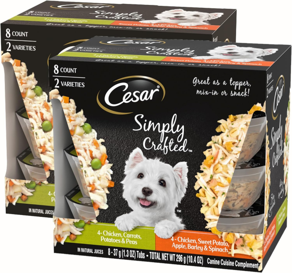 Cesar Simply Crafted Wet Dog Food Variety Pack, 1.3 oz Tubs (8 Pack) - Image 2