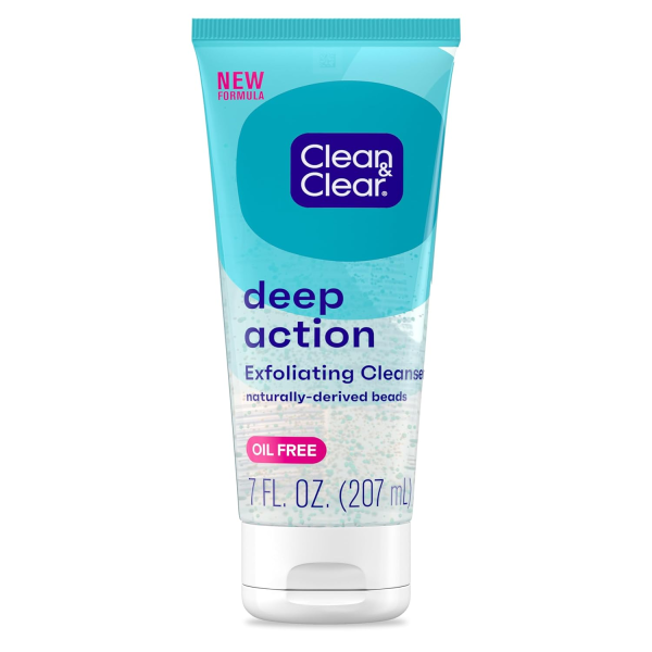 Clean & Clear Oil-Free Deep Action Exfoliating Facial Scrub, Cooling Face Wash for Deep Pore Cleansing, 7 oz - Image 2