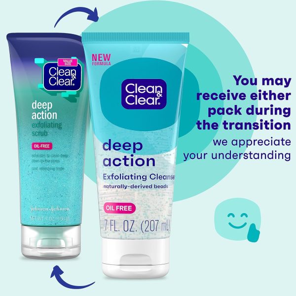 Clean & Clear Oil-Free Deep Action Exfoliating Facial Scrub, Cooling Face Wash for Deep Pore Cleansing, 7 oz - Image 3