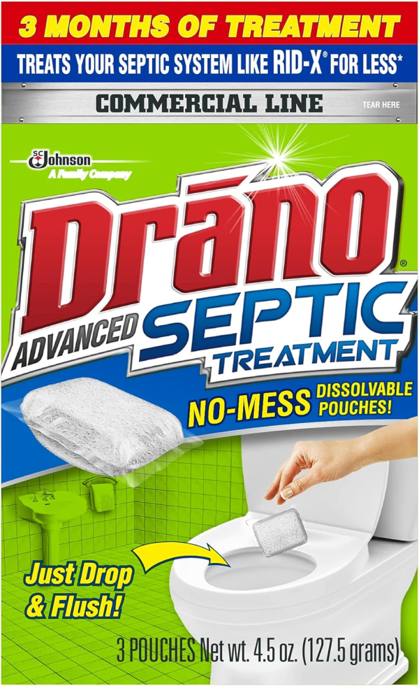 Drano Advanced Septic Tank Treatment, Breaks Down Paper, and Solid Waste, 3 Pack, 4.5 oz - Image 2