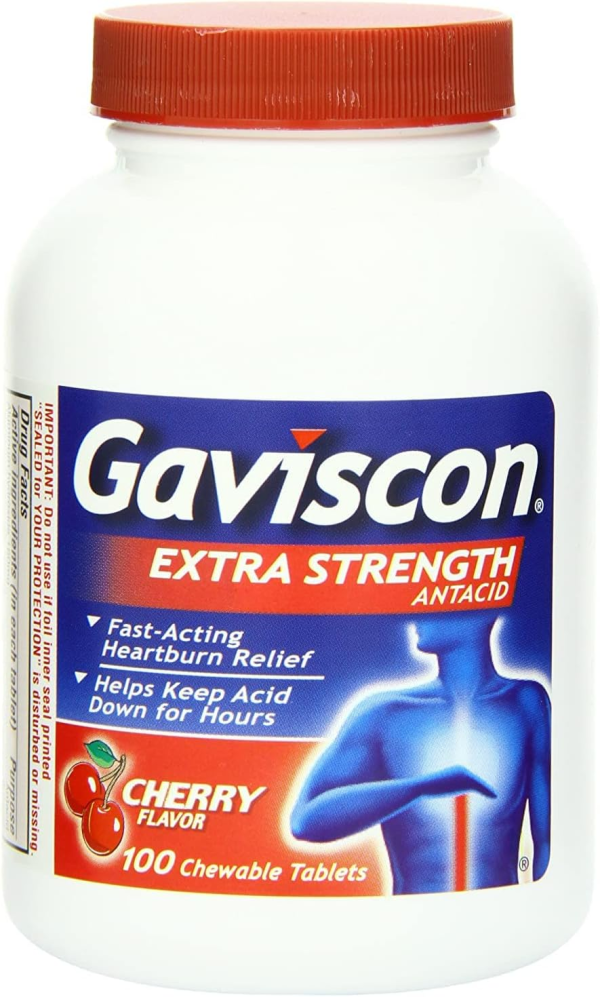 Gaviscon Extra Strength Cherry Chewable Tablet For Fast-Acting Heartburn Relief, 100 Count - Image 2