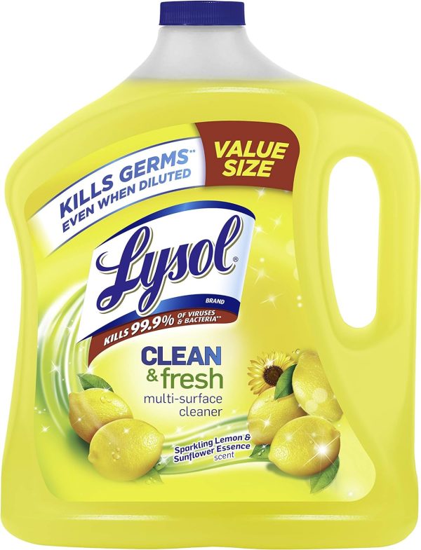 Multi-Surface Cleaner, Sanitizing and Disinfecting Pour, to Clean and Deodorize, Sparkling Lemon and Sunflower Essence, 90 Fl Oz